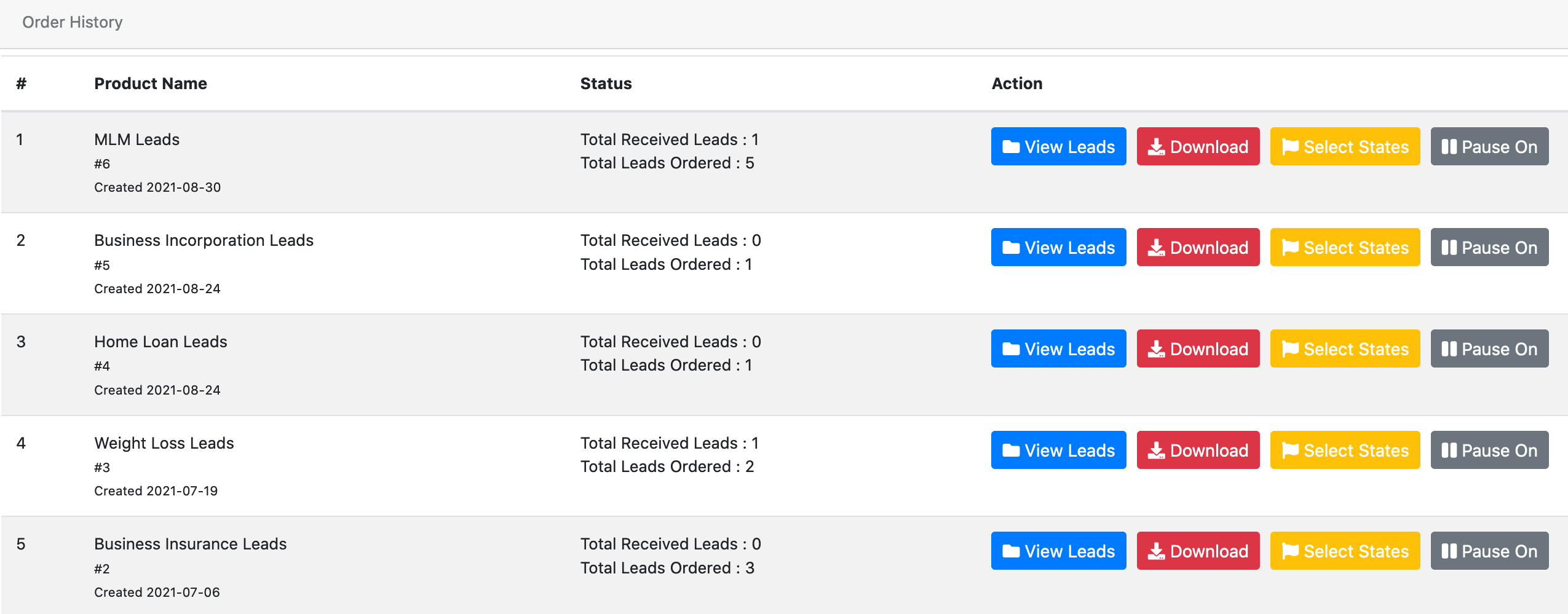 View your orders on orders history page